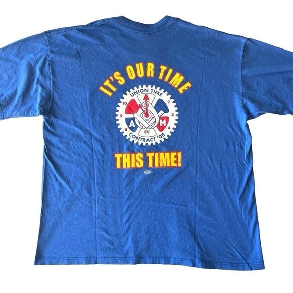 Classic Pocket T-Shirt Mens size XL‎ Blue "ITS OUR TIME THIS TIME" Union Tee USA - Picture 3 of 8